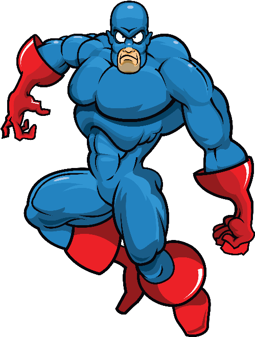 Blue Villain Mascot - Super Villain Cartoon (500x675), Png Download