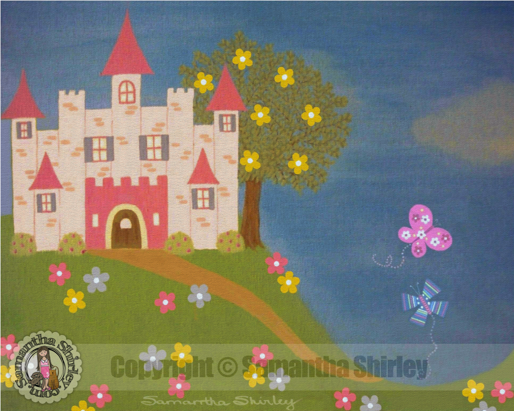 Kids Art Print Of Flutterbugs Palace Painting - Castle (1000x1000), Png Download