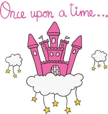 Once Upon A Time Castle Wall Decal - Pink Castle In Cloud (374x393), Png Download