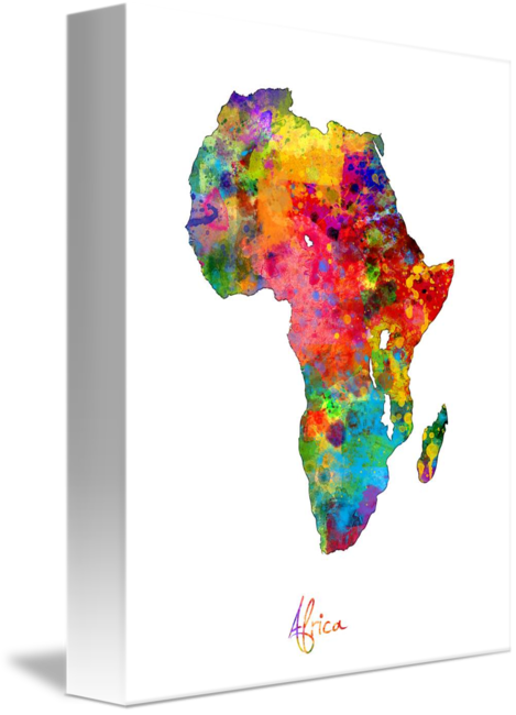 Africa Watercolor Map By Michael Tompsett Clip Art - Michael Tompsett Art Map (469x650), Png Download