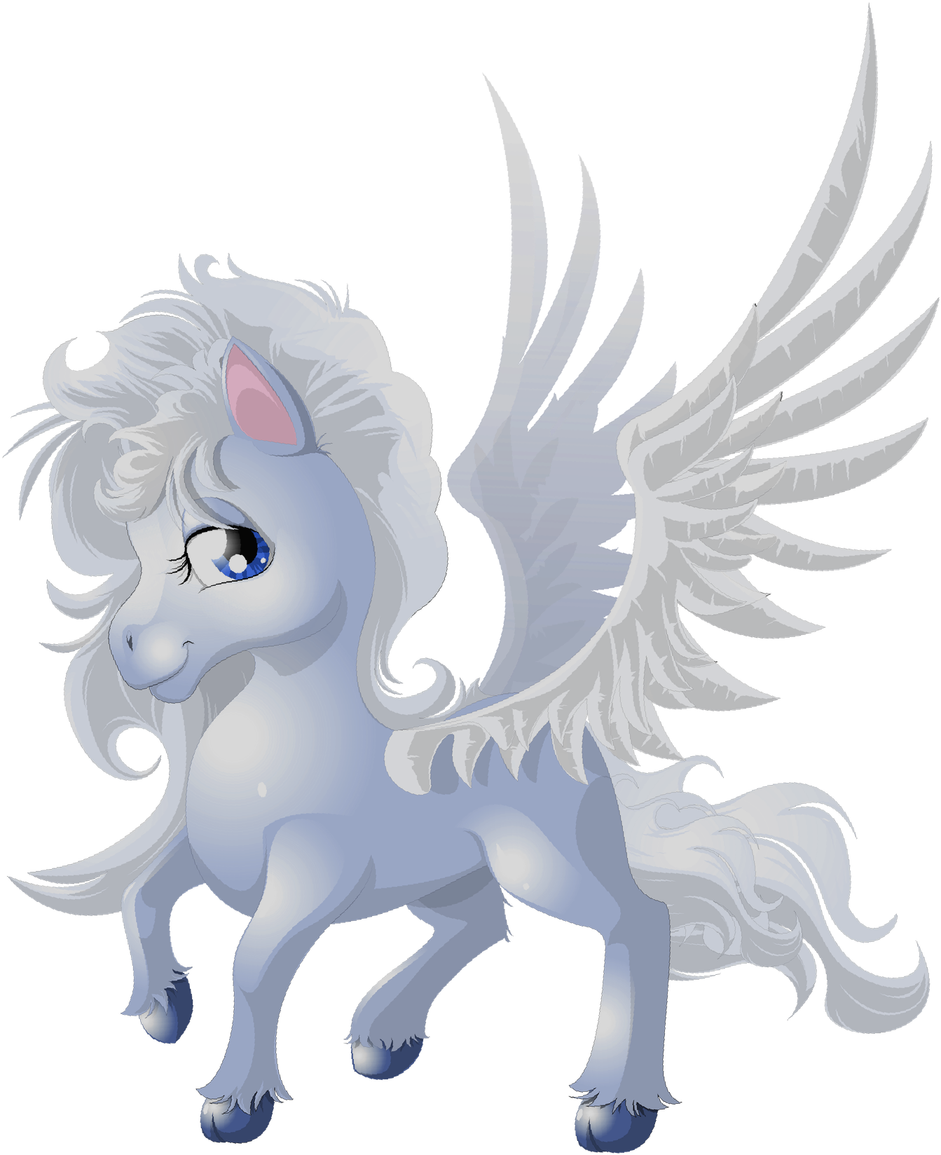 Black And White - Truly Teague Throw Pillow Cartoon White Winged Pegasus (1662x1783), Png Download