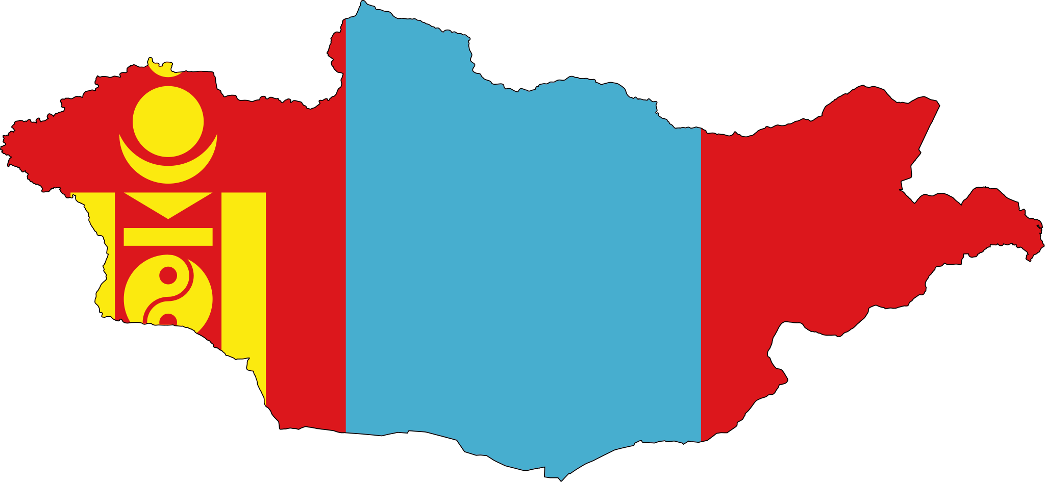 Map Clipart Mongolian - Mongolia Flag And Map (2048x945), Png Download