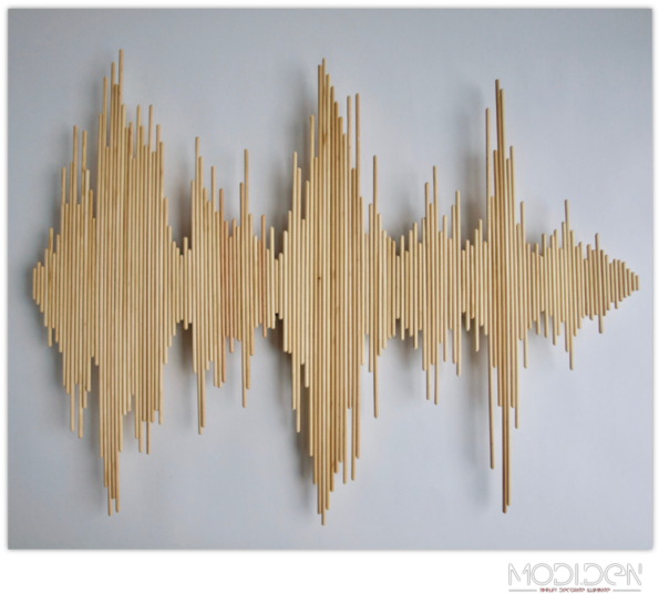 Diy Wooden Stick Wall Decoration - Sound Waves By Wood (600x598), Png Download