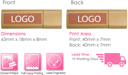 Wooden Stick Usb Stick Print Area - Usb Flash Drive (550x347), Png Download