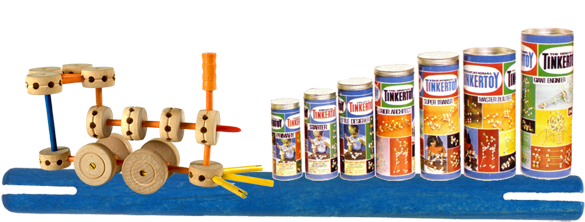 Tinkertoy - Wooden Stick Toys (600x227), Png Download