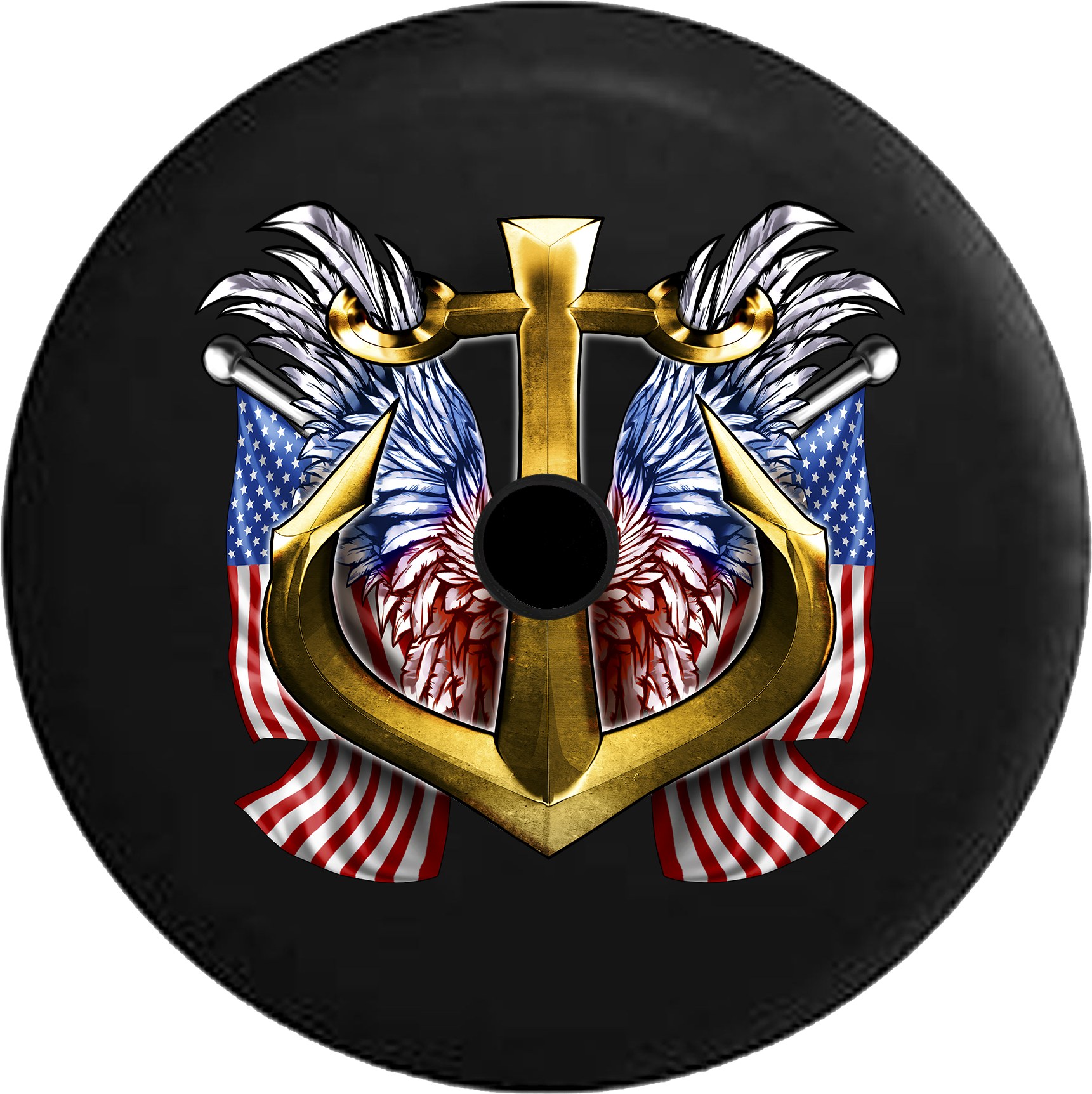 Jeep Wrangler Jl Backup Camera Day Golden Anchor With - Tirecoverpro Golden Anchor With Red, White, & Blue (1721x1725), Png Download