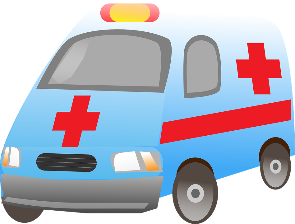 Ambulance, Medic, First Aid, Emergency, Van - Blue Ambulance Clipart (640x485), Png Download
