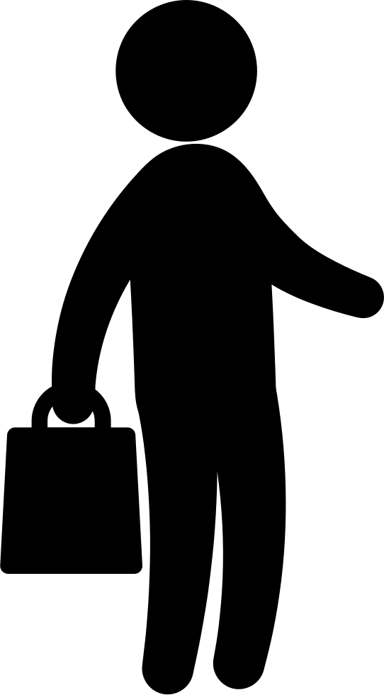 Businessman With Handbag Standing Silhouette - Icon (542x981), Png Download