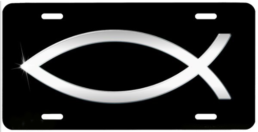 Christian Fish Silver - 532-christian Fish In Silver-christian License Plate (600x400), Png Download