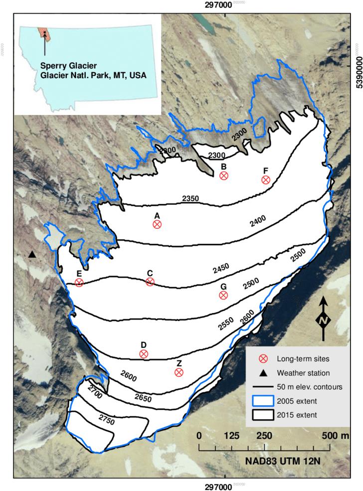 An Overview Map Of Sperry Glacier Which Displays The - Sperry Glacier Map (850x1099), Png Download
