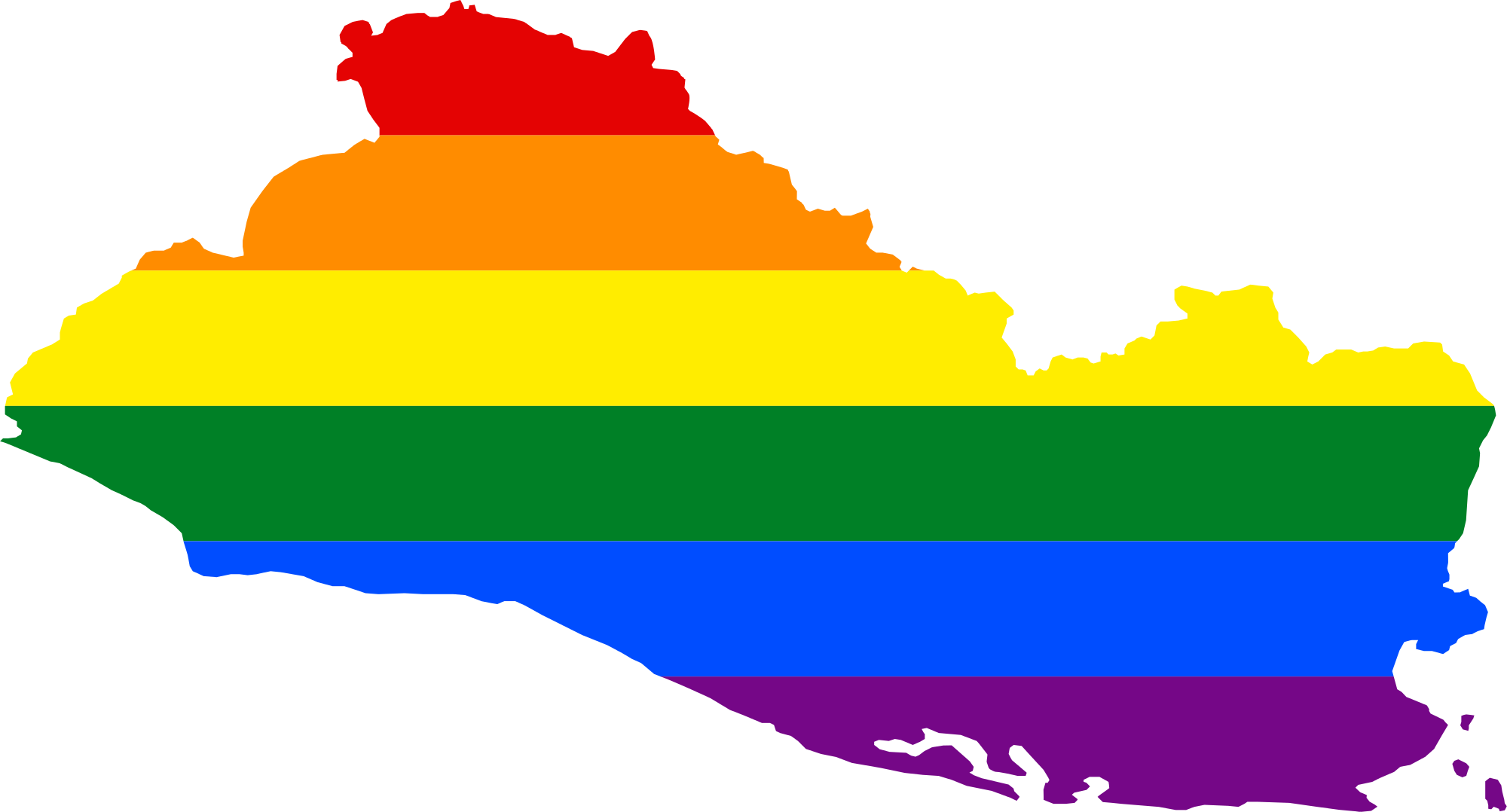 Lgbt Flag Map Of El Salvador - El Salvador Gay Flag (2000x1078), Png Download