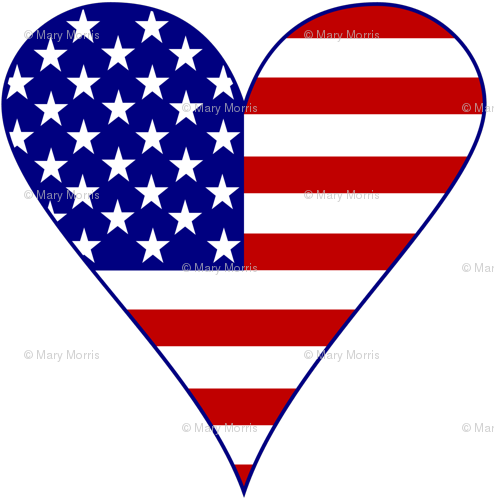 American Flag Heart Vector (500x500), Png Download