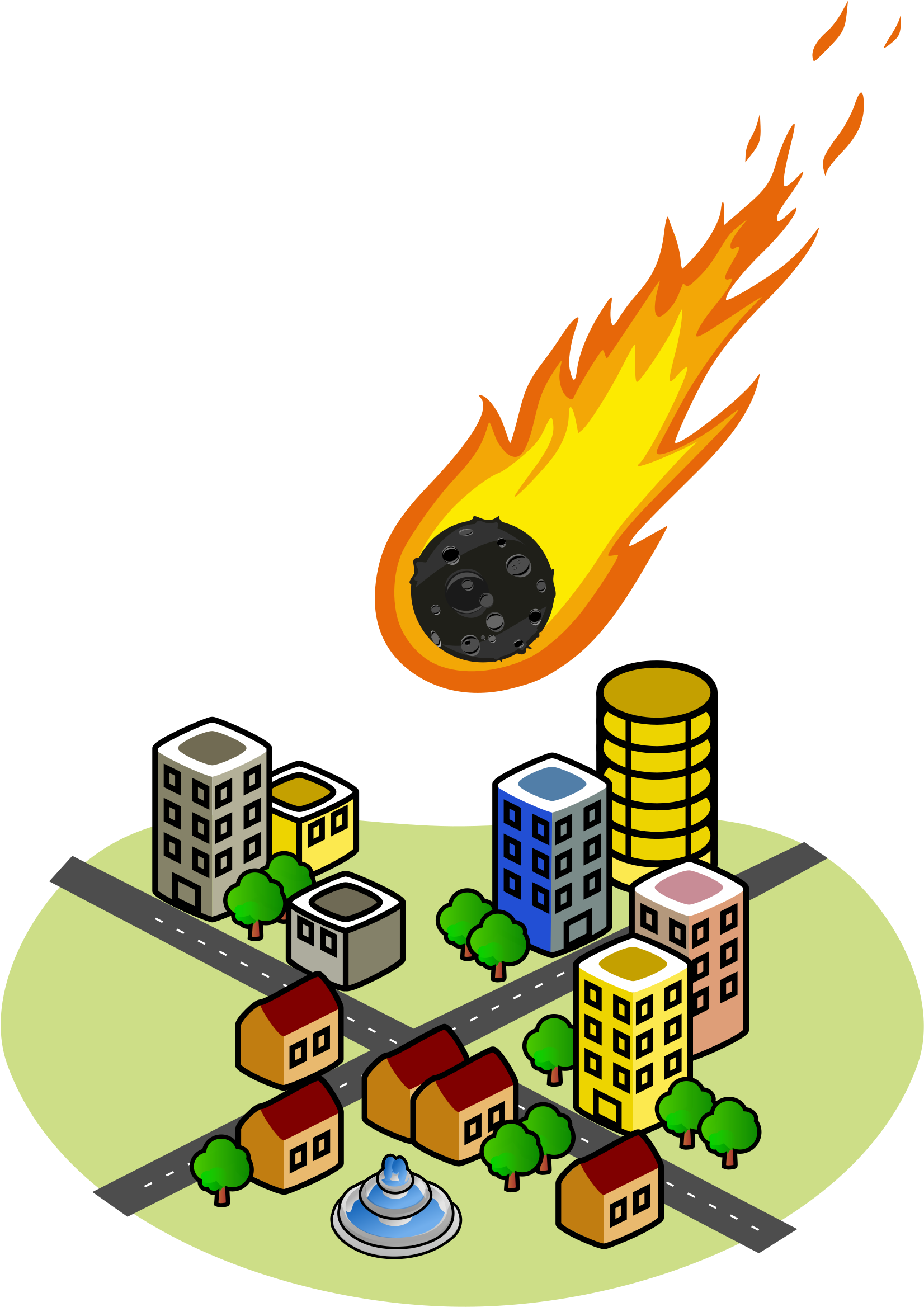 Fireball Clipart Asteroid - Office Building Clip Art (1715x2400), Png Download