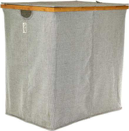 Gray Eco Fabric & Bamboo Double Hamper - Clothes Hamper Png (492x492), Png Download