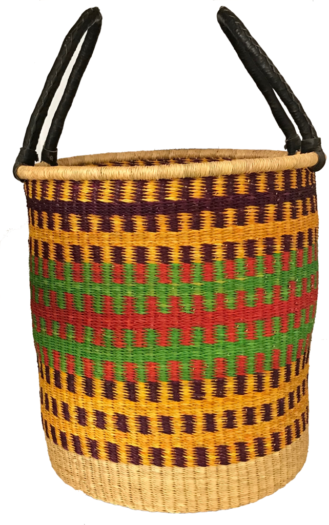 African Hand Woven Laundry Hamper / Basket - Basket (642x1024), Png Download