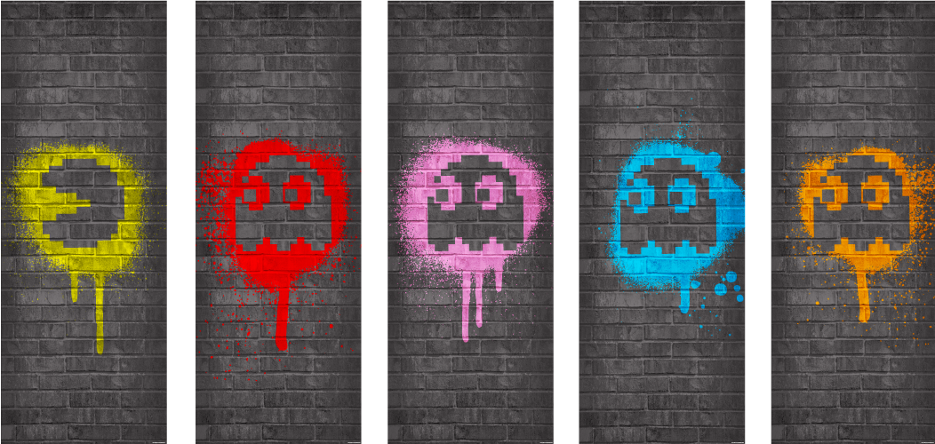 Pacman/ghost Tapestries Set/5 - Cross-stitch (1052x500), Png Download