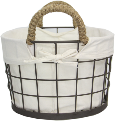Wire Basket With Liner L - Basket (400x421), Png Download