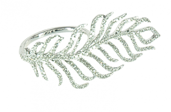 Djula Gold Leaf Feather Ring - Gold (350x456), Png Download