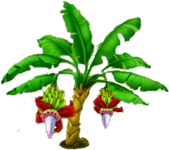 Clip Art Of Banana Leaf Clipart - Banana Tree Images Png (378x338), Png Download