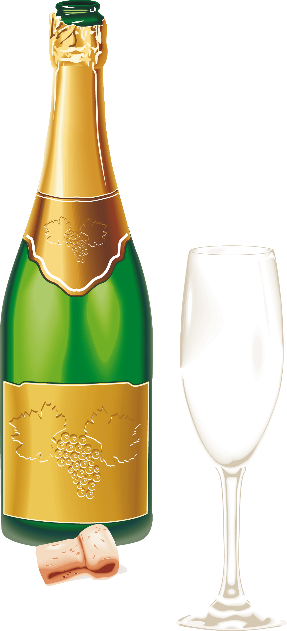 Sparkling Wine From A Bottle Png Image - Champagne And Glasses Png (993x2181), Png Download