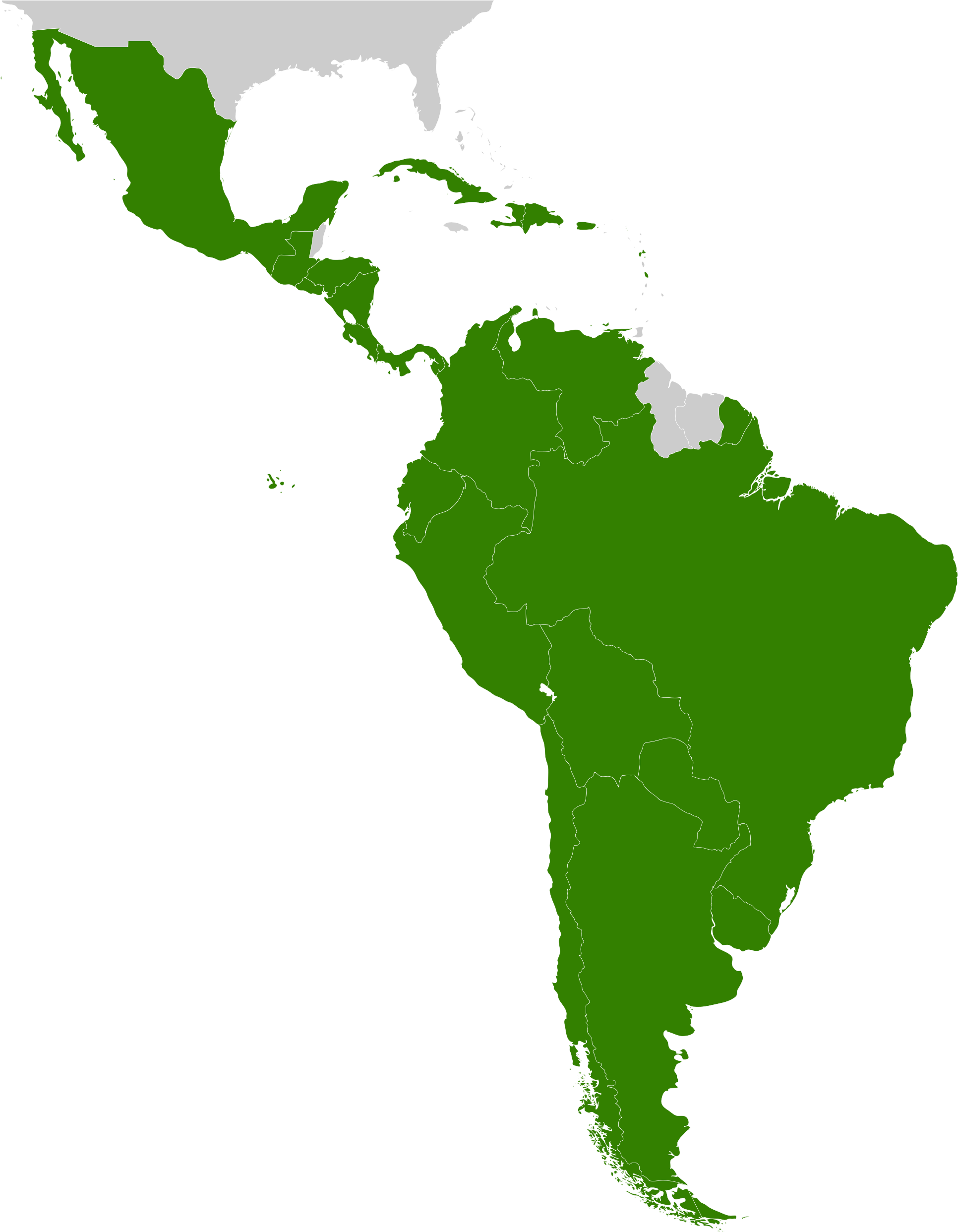 America Vector South - Latin America Map Png (2000x2500), Png Download