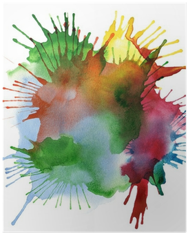 Abstract Color Watercolor Blot Background Poster • - Art Print: Liliia's Abstract Color Watercolor Blot (400x400), Png Download