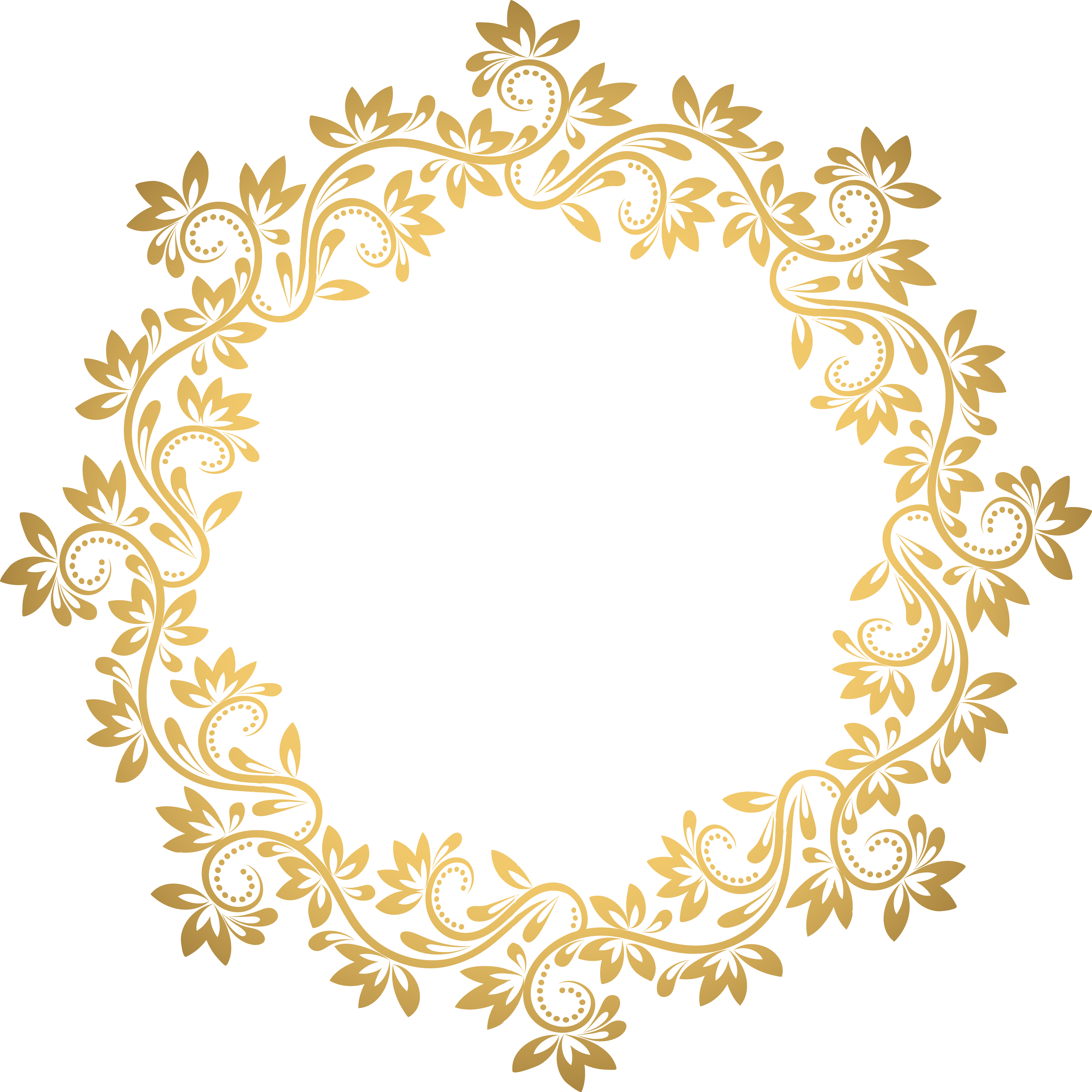 Gold Deco Round Border Png Transparent Clip Art 8,000×8,000 (8000x8000), Png Download