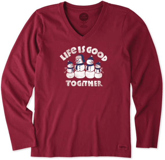 Women's Good Together Snowman Long Sleeve Crusher - T-shirt (570x553), Png Download