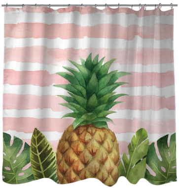 Watercolor Vector Banner Tropical Leaves And Pineapple - Window Blind (400x400), Png Download
