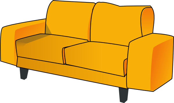 Couch Clip Art - Sofa Clip Art (600x358), Png Download