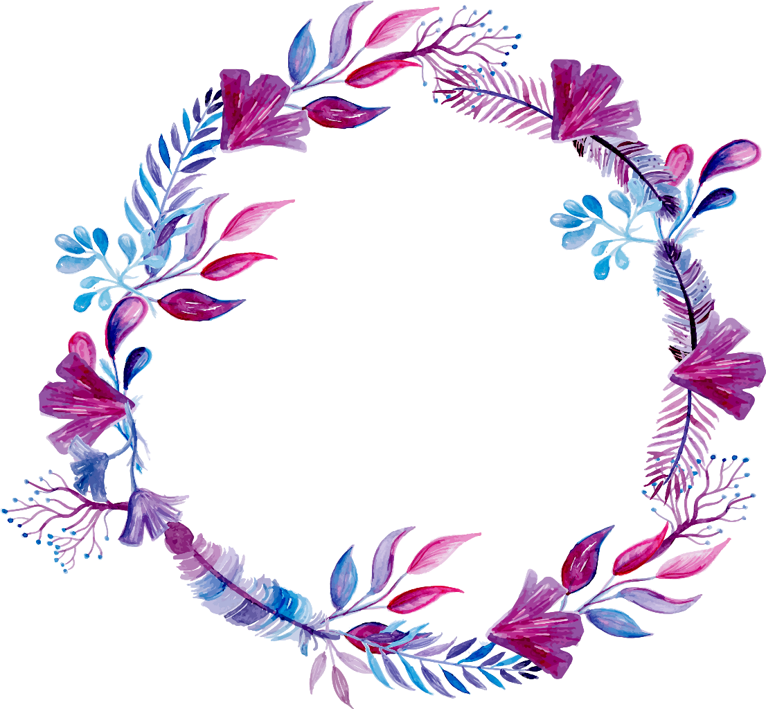 Purple Watercolor Wreath Ink Paint Flowers Freetoedit - Calendário 2018 Criativo (1106x1024), Png Download
