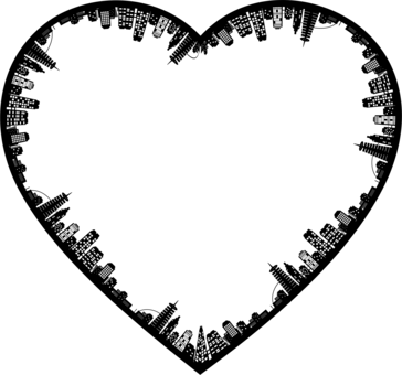 Computer Icons Heart Sodipodi Drawing City - Heart And City (364x340), Png Download