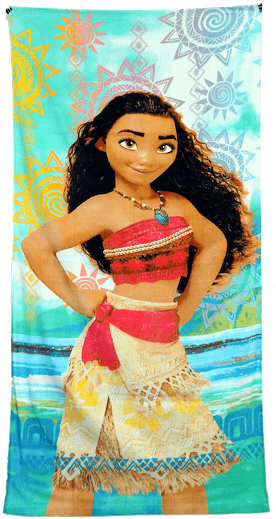 Moana Towel - Disney Vaiana Aloha - Strandlaken - 70 X 120 Cm - Multi (420x766), Png Download