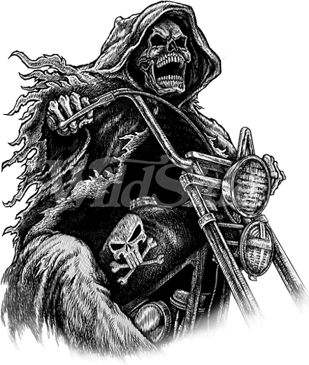 Clip Art Stock Modern Drawing Grim Reaper - Grim Reaper Biker Tattoos (525x525), Png Download