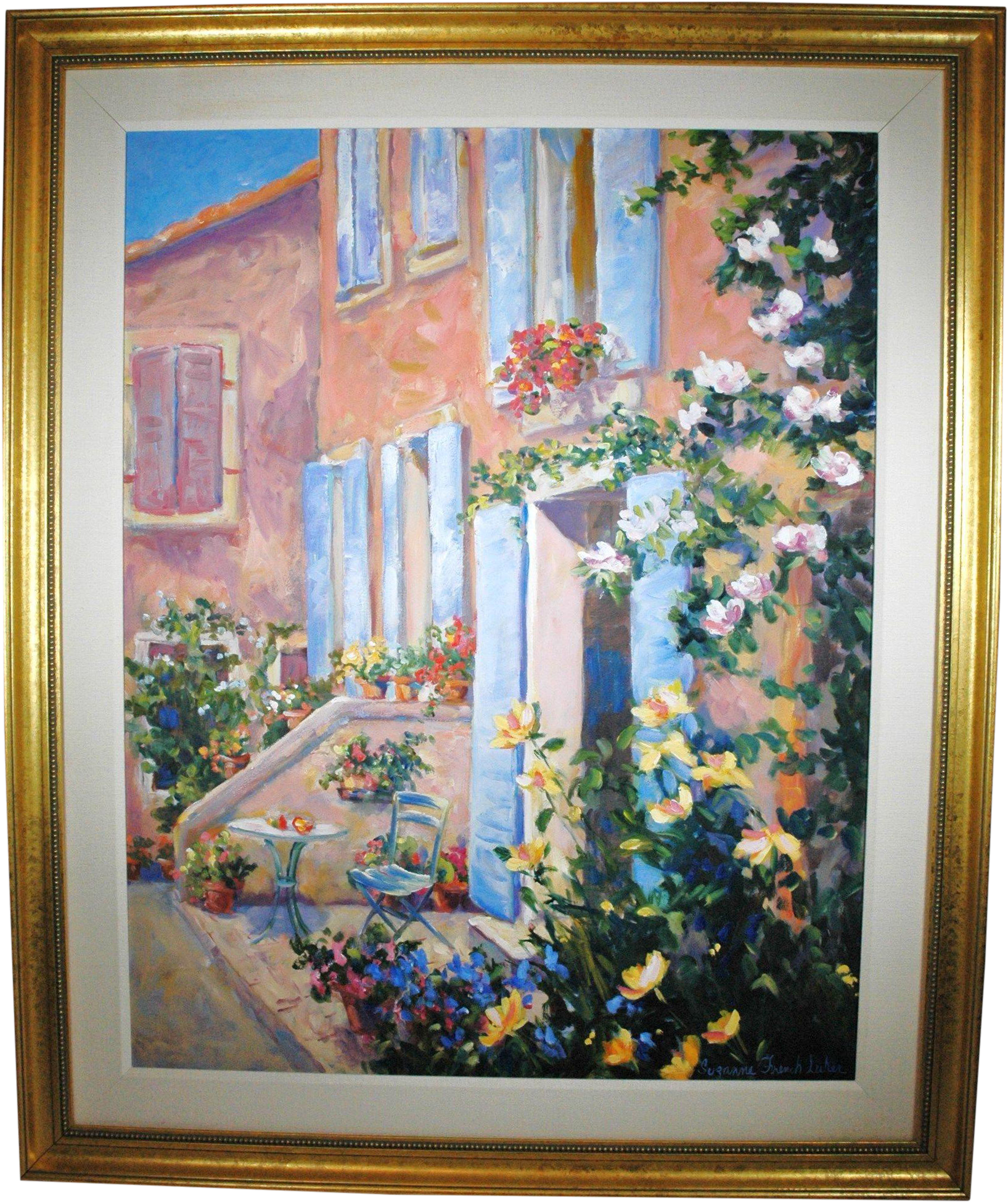 An Oil On Canvas Painting Of A French Street Scene, - Painting (1784x2111), Png Download