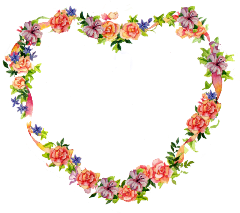 Floral Heart Tattoos - Flower Heart Frame Png (1024x975), Png Download