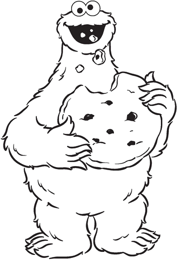 Cookie Monster Eating Cookies Are Great Coloring Pages - Sesame Street Coloring Pages Cookie Monster (412x520), Png Download