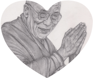 Dalai Lama Tenzin Gaytso Drawing Heart-shaped Mousepad - Drawing (500x500), Png Download