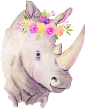 Flower Crown Rhino (352x447), Png Download