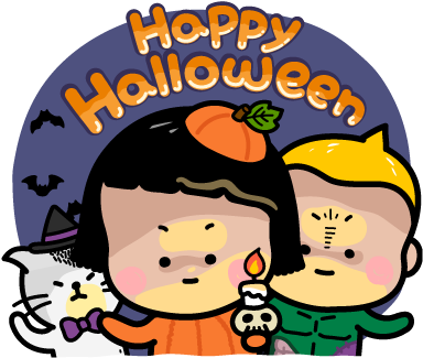 Happy Halloween With Mim - Mobile Girl Mim Line Stickers (408x344), Png Download