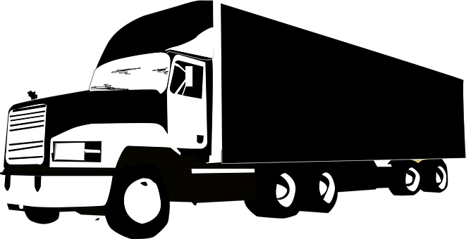 Truck Huge Vehicle Transportation Logistic - Silhouette Of A Truck (661x340), Png Download