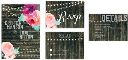 Watercolor Floral & Inspired Wood Art Invitation Set - Art (479x269), Png Download