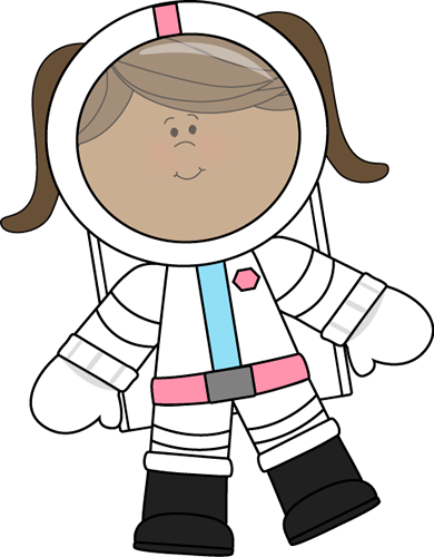 Girl Astronaut Floating - Astronaut Clipart Black And White (390x500), Png Download