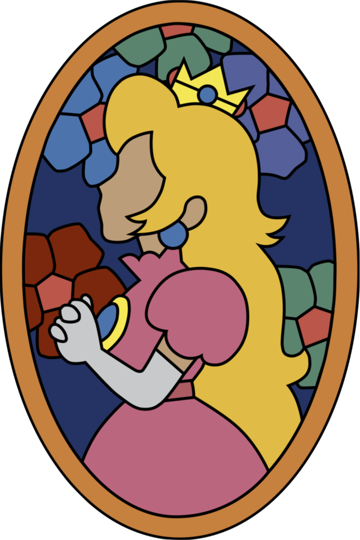 Clip Art Library Download Peaches Drawing Super Mario - Mario 64 Stained Glass (730x1093), Png Download