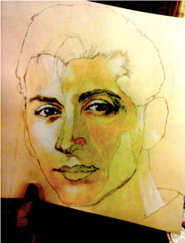 Hand Drawings And Paintings - Self-portrait (564x530), Png Download