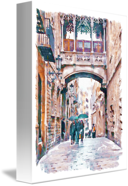 "carrer Del Bisbe Barcelona" By Marian Voicu - Art & Prints (447x650), Png Download