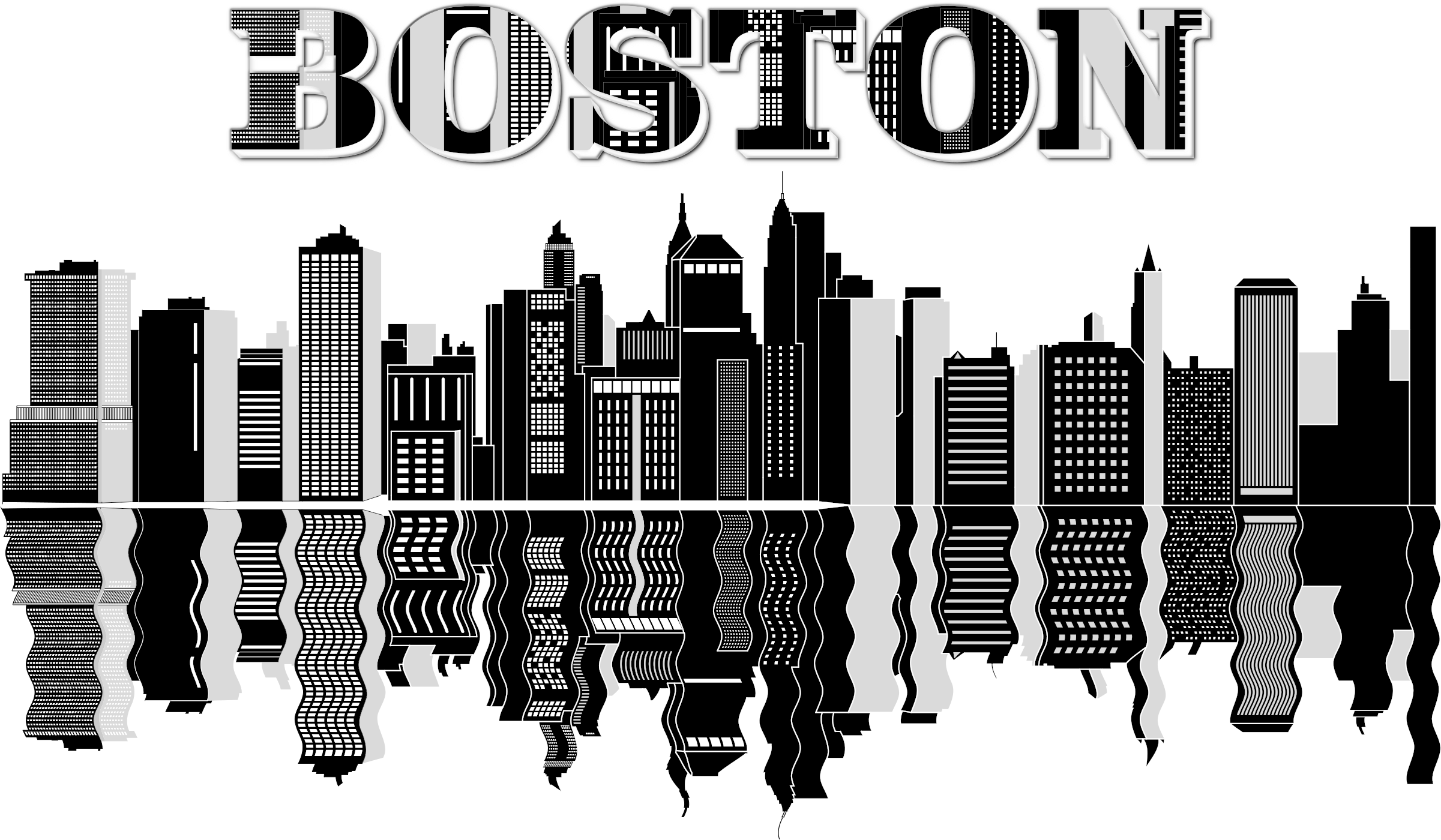 Clipart - Black And White Cityscape Png (2400x1500), Png Download