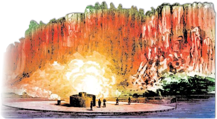 The Uss Passaic Test Firing Into The Palisades On The - Painting (752x410), Png Download