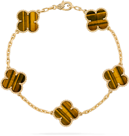 Vintage Alhambra Bracelet, 5 Motifs, Gold - Van Cleef Bracelet (620x620), Png Download