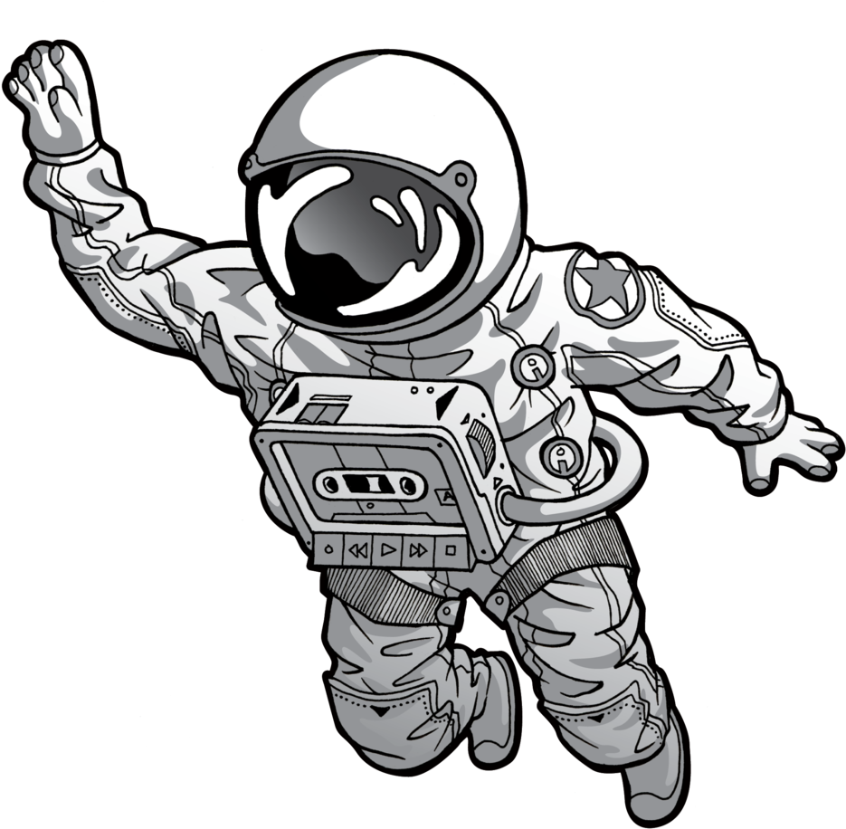 Lunartron Png Black And White Stock - Astronaut Drawing Png (1000x984), Png Download